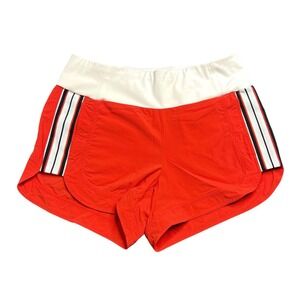 Athleta Ascender Womens 8 Orange White Stretch Athletic Running Shorts 474955-00
